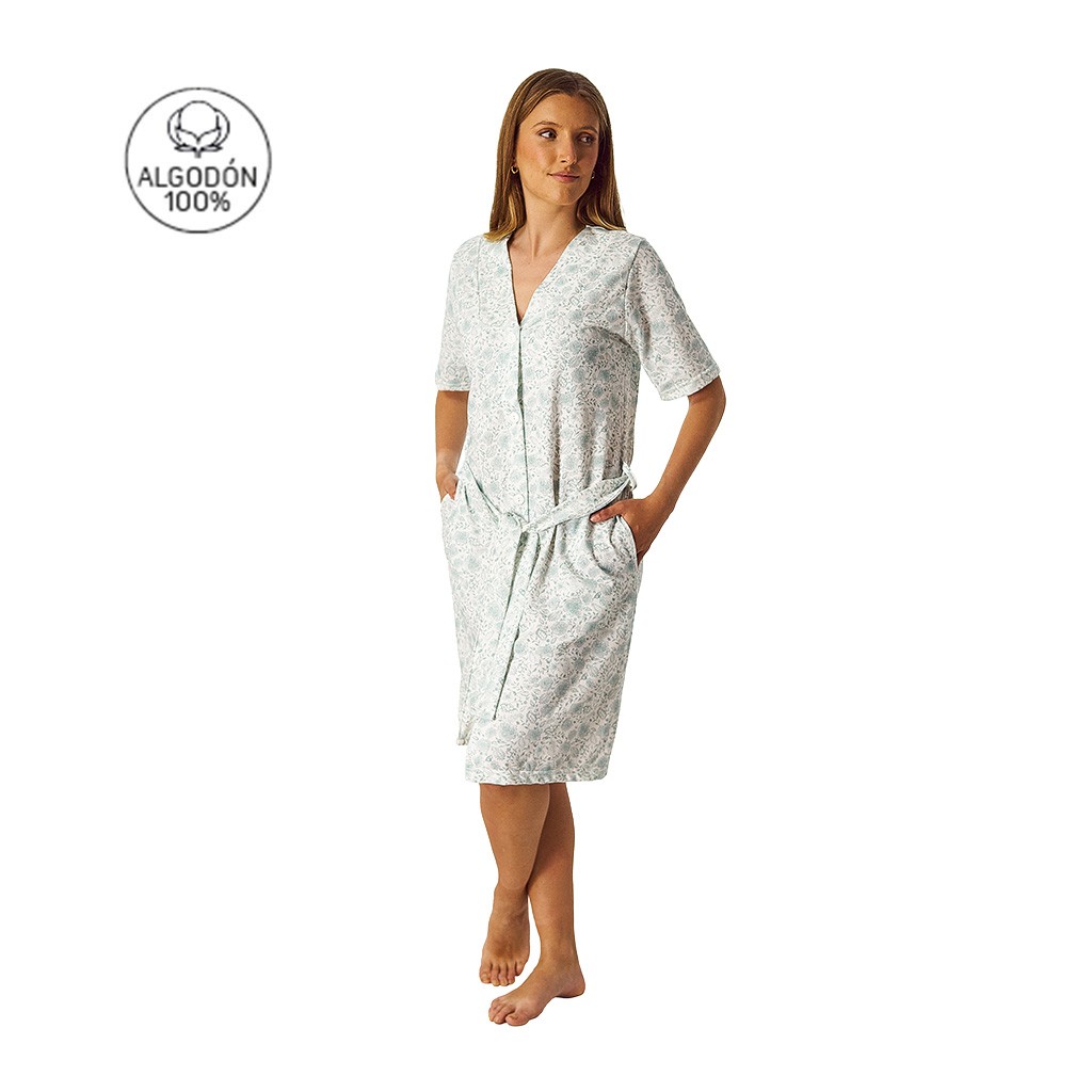 Bata mujer manga corta algod&oacute;n