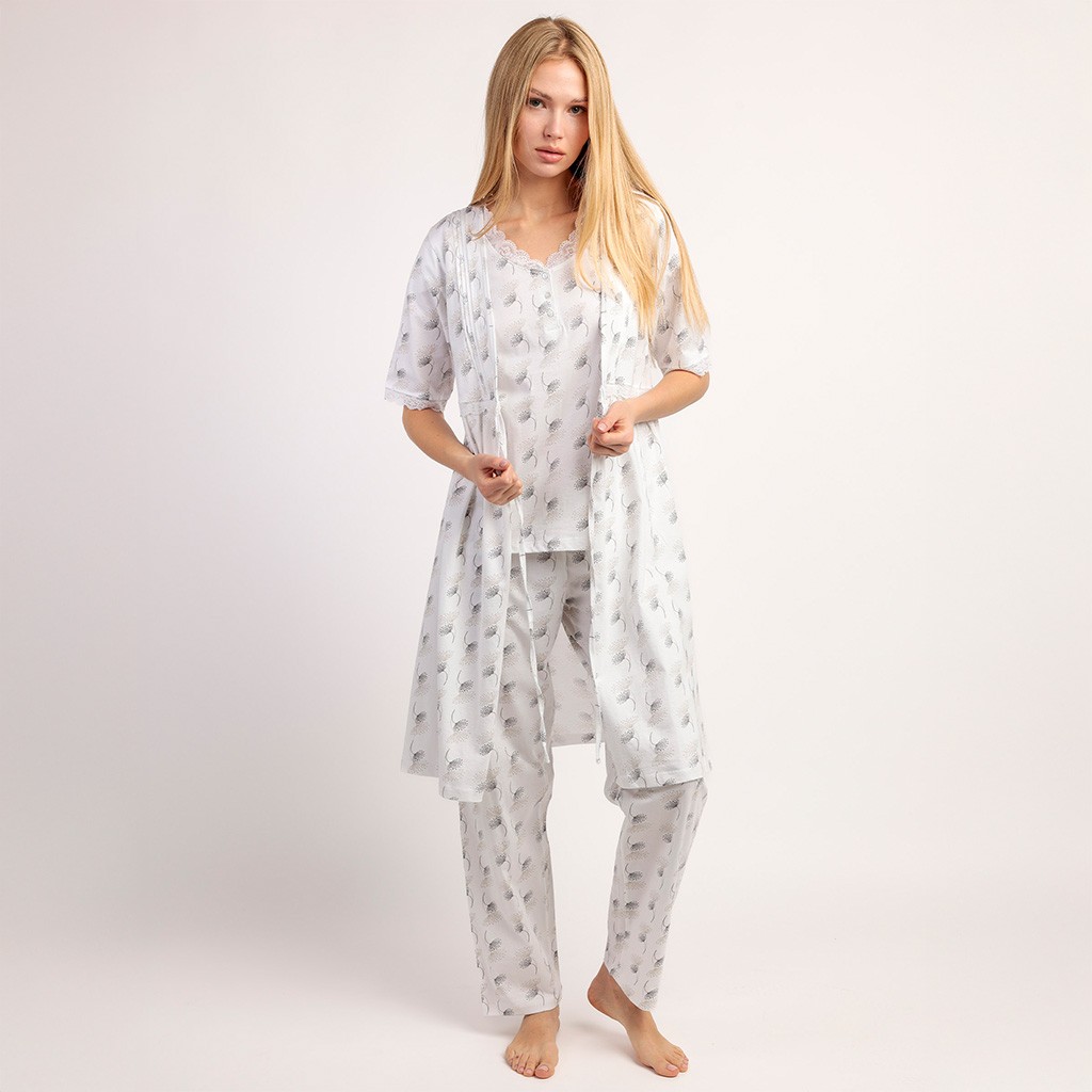 Bata cruzada mujer manga corta