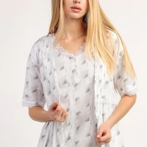 Bata cruzada mujer manga corta