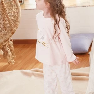 Pijama infantil de coralina con dibujo de cisne