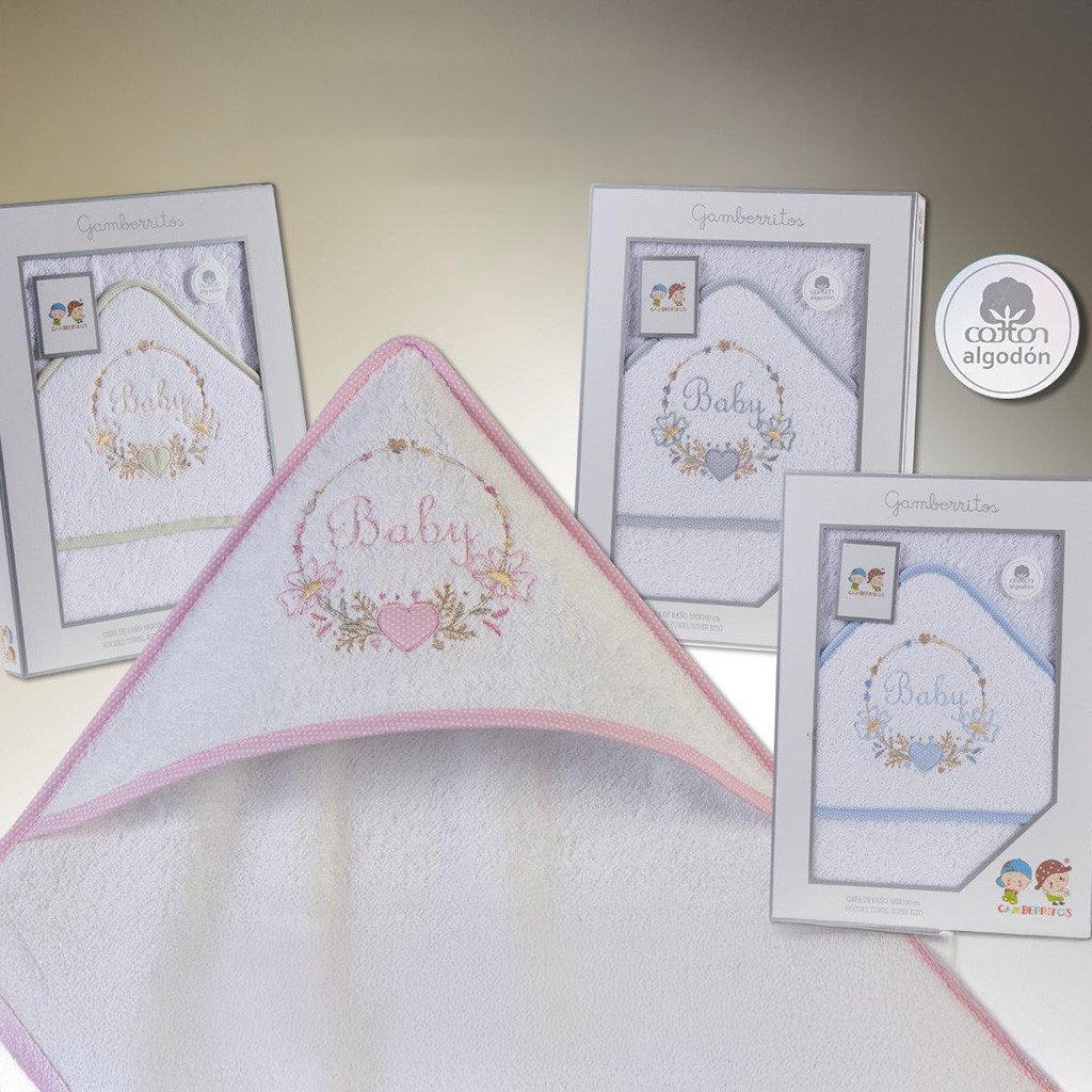 Capa ba&ntilde;o beb&eacute; algod&oacute;n bordada