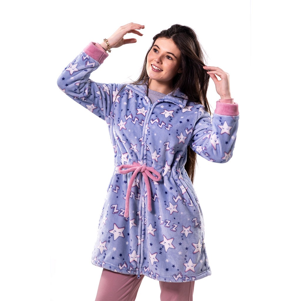 Bata corta mujer estampada cremallera