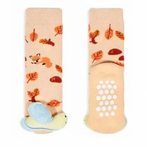 Calcet&iacute;n bebe antideslizante con sonajero animales