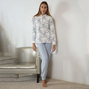 Pijama mujer estampado cuello con botones