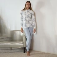 Pijama mujer estampado cuello con botones