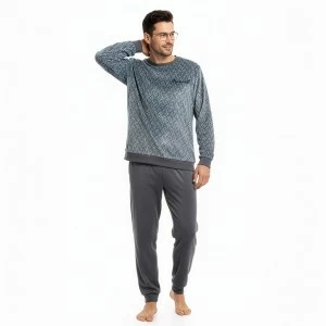 Pijama hombre tejido terciopelo gris