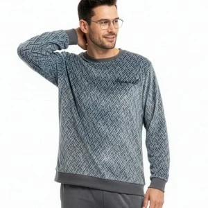 Pijama hombre tejido terciopelo gris