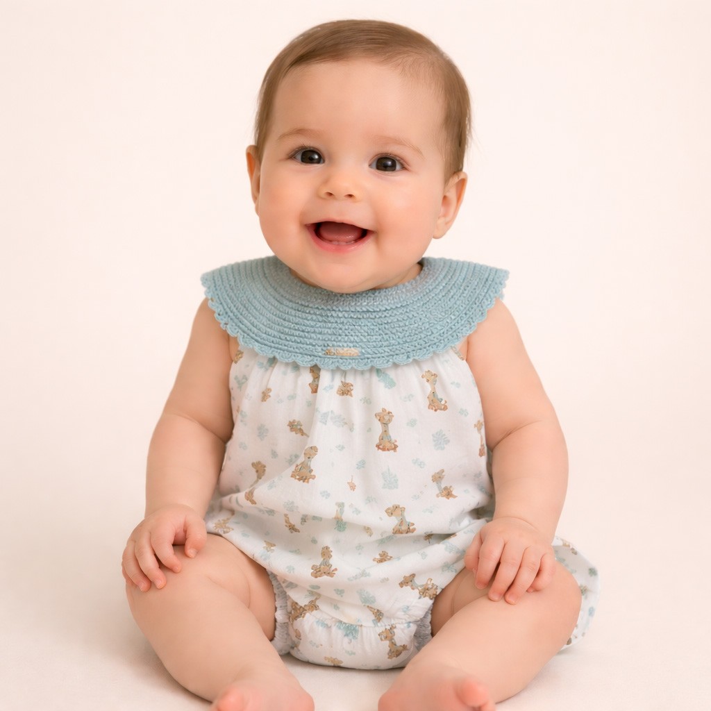Pelele beb&eacute; estampado cuello punto