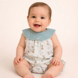 Pelele beb&eacute; estampado cuello punto