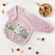 Babero bebe con mangas y recogemigas gatito rosa