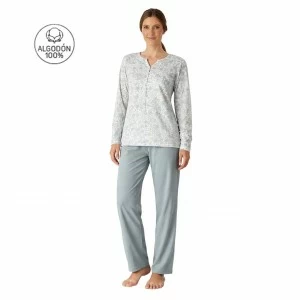 Pijama algod&oacute;n mujer manga larga
