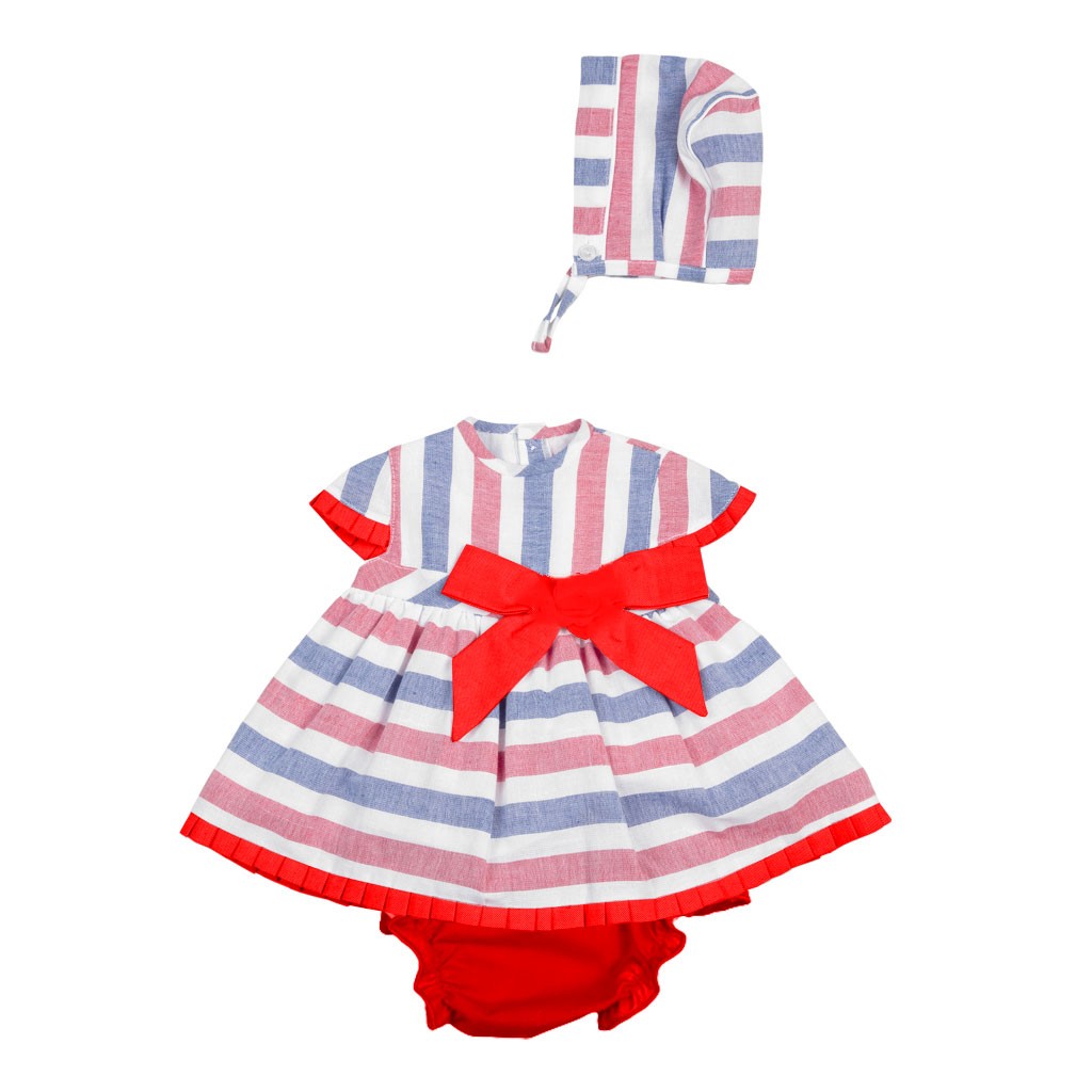 Vestido de bebe en tejido de rayas
