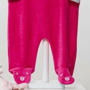 Pelele tundosado beb&eacute; manga larga fucsia