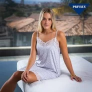 Camis&oacute;n mujer tirante fino estampado con puntilla