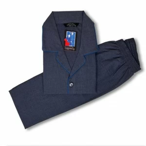 Pijama de hombre en tejido de viyela color jeans