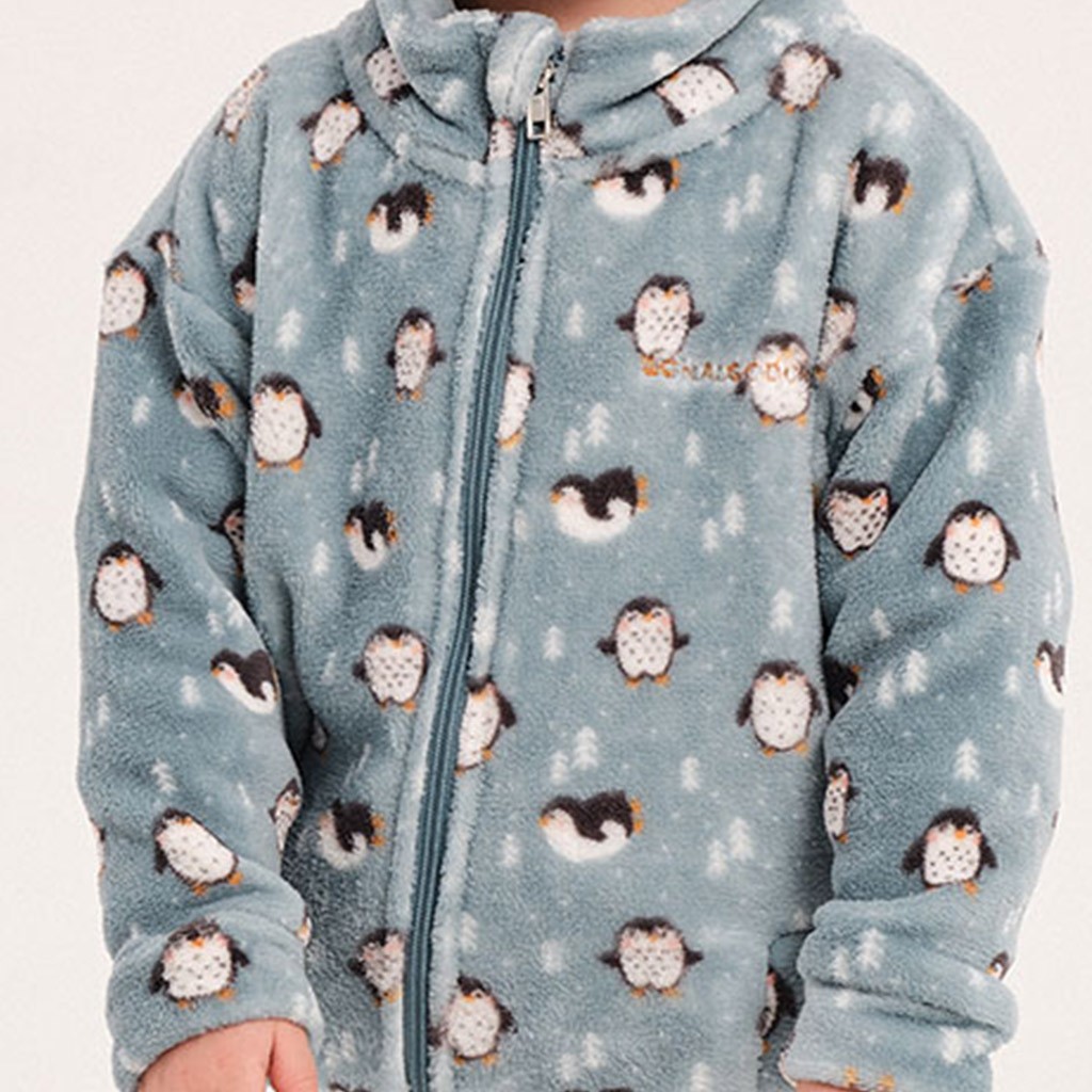 Bata niño coralina estampada con cremallera