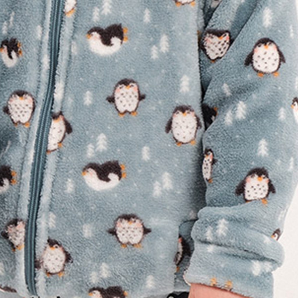 Bata niño coralina estampada con cremallera