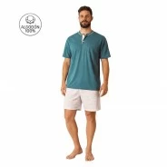Pijama hombre cuello redondo con botones