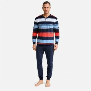 Pijama hombre cuello botones manga larga