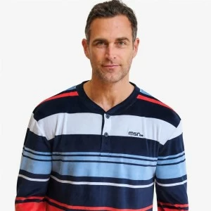 Pijama hombre cuello botones manga larga