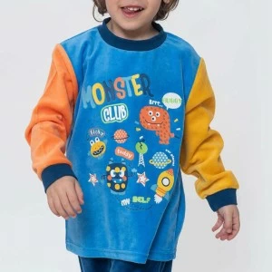 Pijama ni&ntilde;o tundosado Monster con pu&ntilde;os