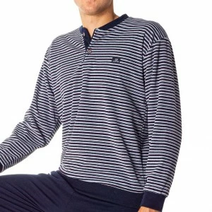 Pijama hombre tundosado con listas