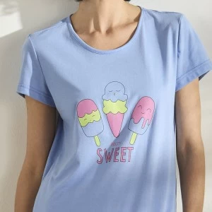 Pijama mujer manga corta con bermuda estampada