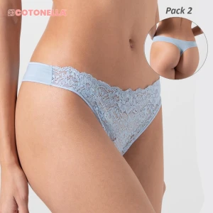 Tanga mujer con encaje delatero en pack x2 