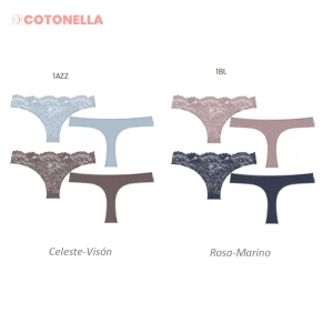 Tanga mujer con encaje delatero en pack x2 