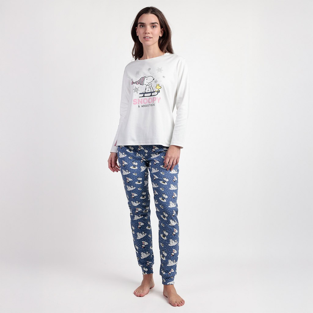 Pijama algodón mujer manga larga Snoopy