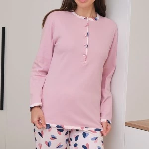 Pijama largo mujer cuello botones