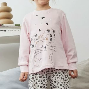 Pijama ni&ntilde;a algod&oacute;n manga larga color rosa