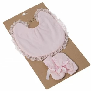 Babero bebe pique y puntilla con patucos a juego