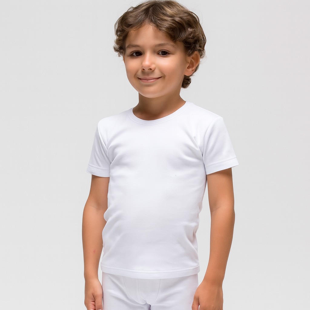 Camiseta infantil manga corta termal algodon liso
