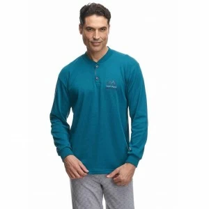 Pijama de hombre manga larga con cuello de botones