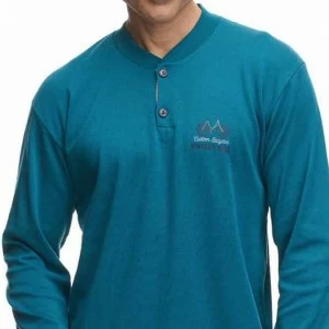 Pijama de hombre manga larga con cuello de botones