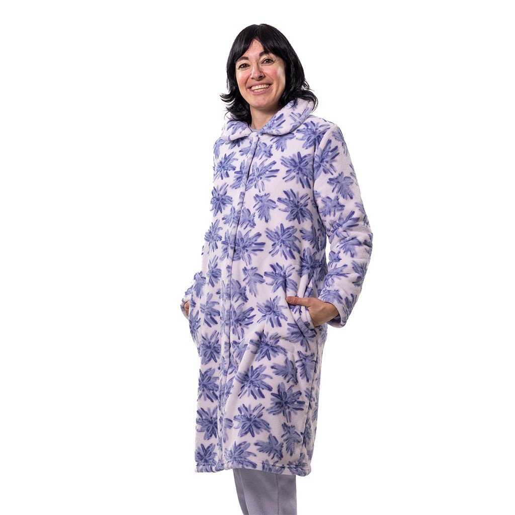 Bata larga mujer coralina estampada