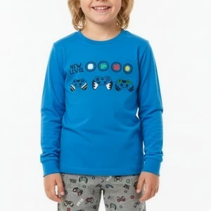 Pijama juvenil manga larga algod&oacute;n estampado