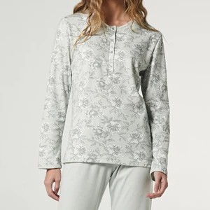 Pijama largo mujer cuello botones