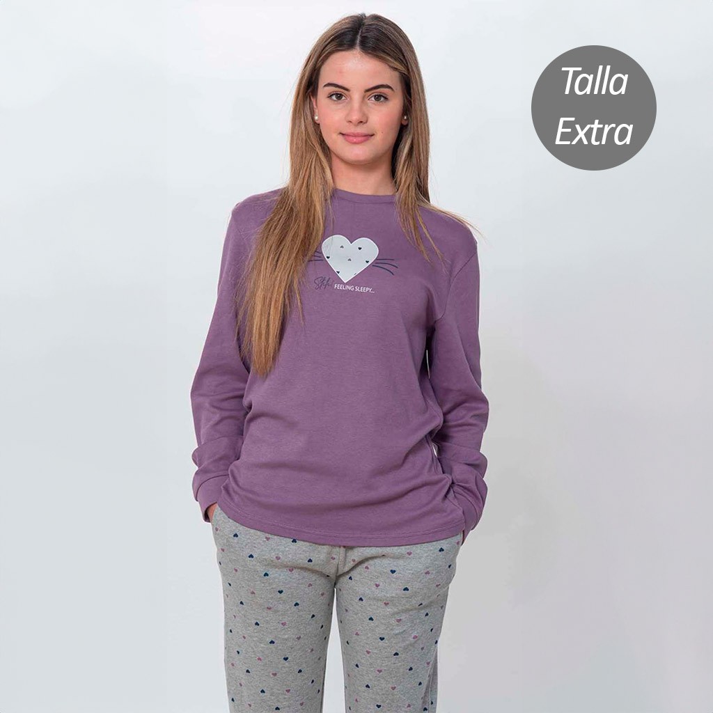 Pijama mujer manga larga talla extra