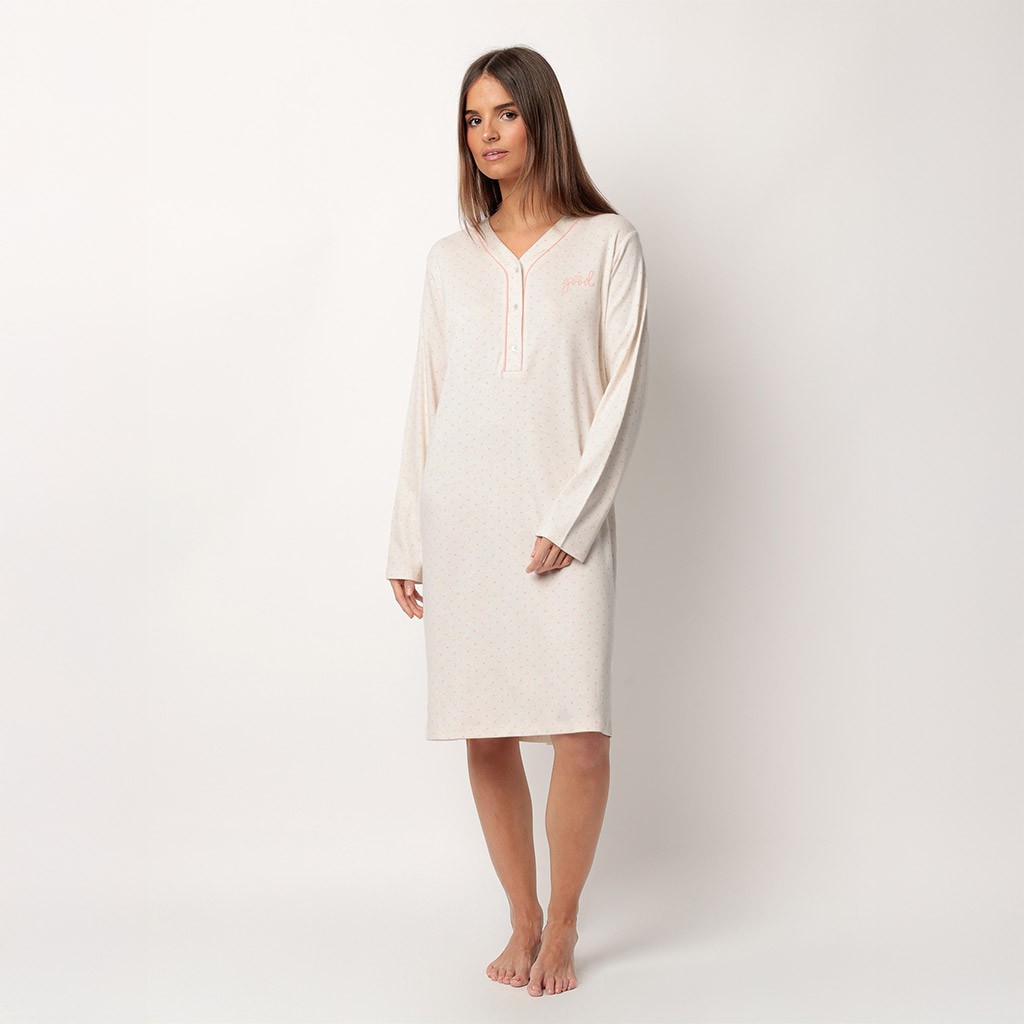 Camisón largo mujer cuello botones