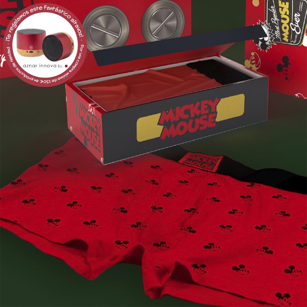 Boxer rojo hombre expositor 12 caja Mickey face