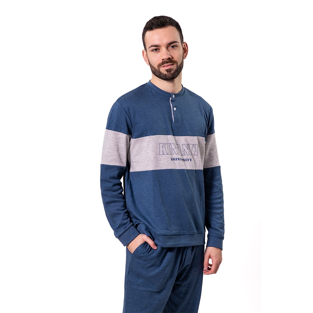 Pijama algodón hombre cuello botones