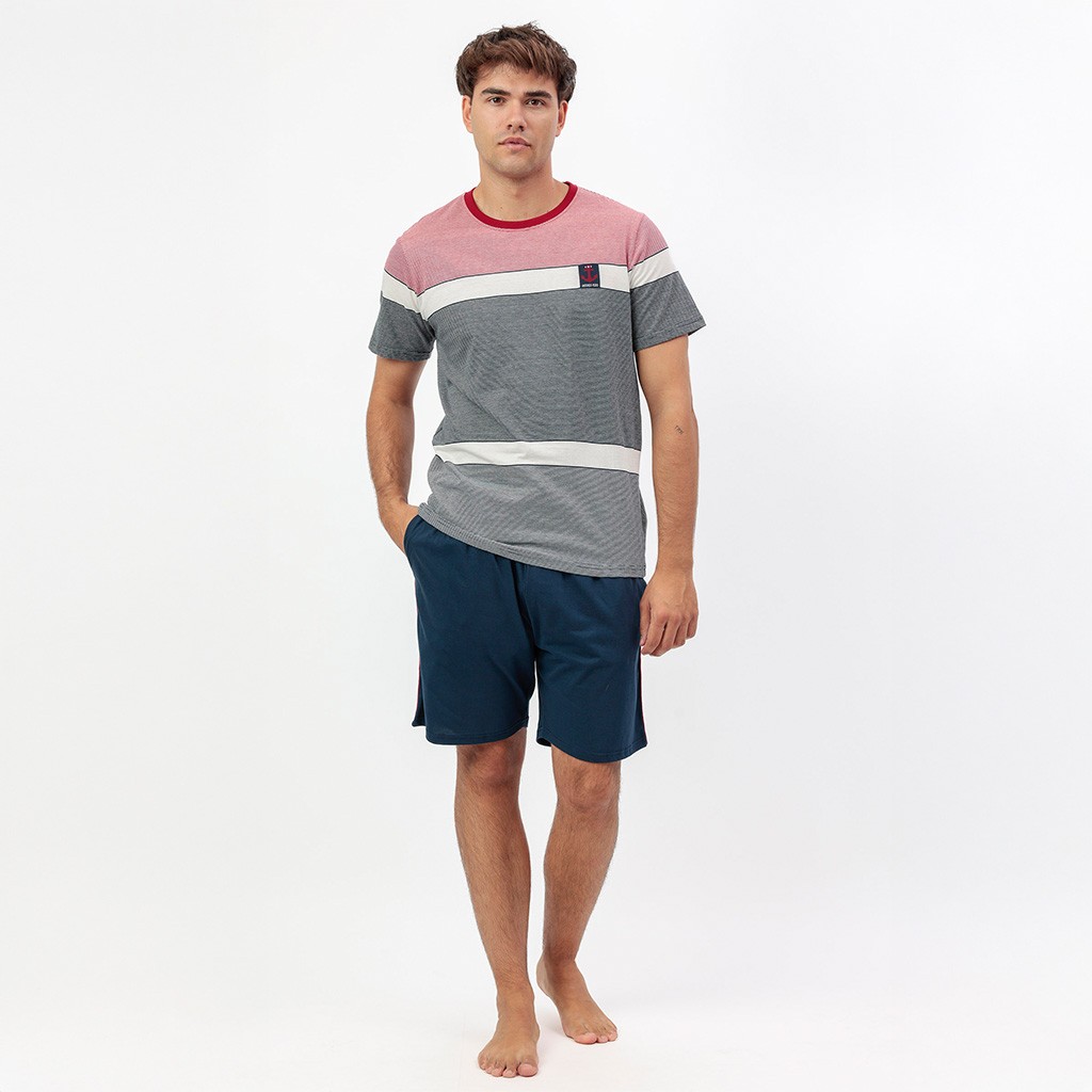 Pijama hombre manga corta algod&oacute;n