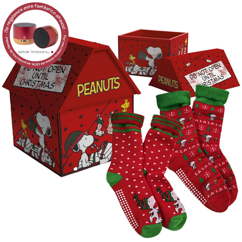 Calcetín mujer pack 2 lata metálica regalo Snoopy