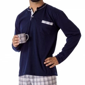 Pijama verano de hombre de manga larga y bolsillo