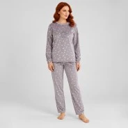 Pijama manga larga mujer estampado corazones