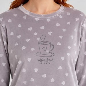 Pijama manga larga mujer estampado corazones
