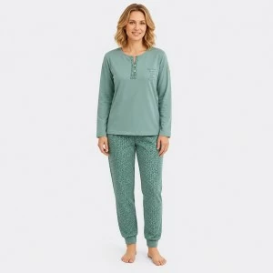 Pijama mujer algod&oacute;n cuello botones