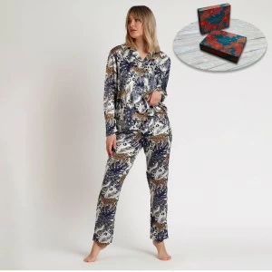 Pijama mujer abierto raso estampado
